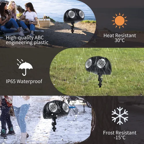 Vista 2 de Trakxy Luces de proyección de copo de nieve de Navidad para exteriores, forma de lechuza dinámica, nevada rotativa LED, luz de techo de paisaje