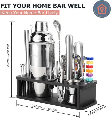 Vista 2 de HMYBAR® Juego de coctelera de 22 piezas (24oz/700ml) Kit de mixología para bartender Juego de herramientas de bar Juego para hacer Martini