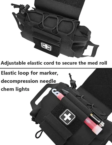 Vista 3 de SABADO Rapid/Quick Deploy First Aid Kit Pack Tactical IFAK Pouch Two-Piece System Med Roll Carrier Hypalon Handle Outdoor Sport Hunting Bag