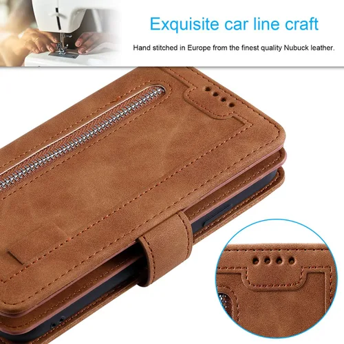 Vista 6 de Furiet Funda tipo cartera para Motorola Moto G Power 5G 2023, estilo retro, mate, 9 ranuras para tarjetas, funda de bolsillo con cremallera, cierre