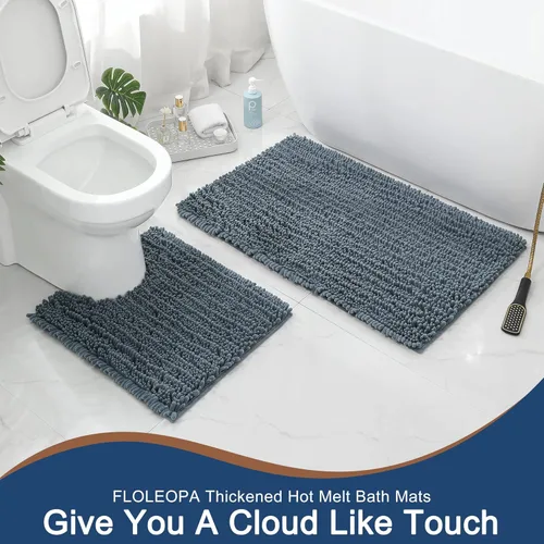 Vista 86 de FLOLEOPA Alfombras de baño de microfibra suave y esponjosa, tapetes de baño absorbentes, antideslizantes, lavables a máquina y de secado rápido