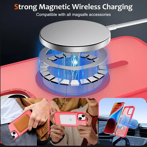 Vista 1068 de Anuck - Funda magnética para iPhone 11 compatible con MagSafe, carcasa trasera mate translúcida dura, borde de TPU, delgada, resistente a impactos