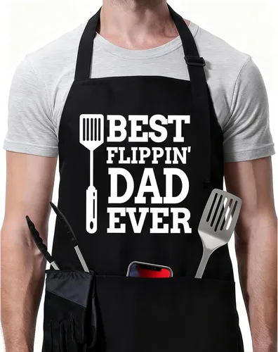 Rosoz Divertidos delantales de chef negros para hombres, delantales de cocina ajustables para hombres, papá, marido, cumpleaños, día del padre