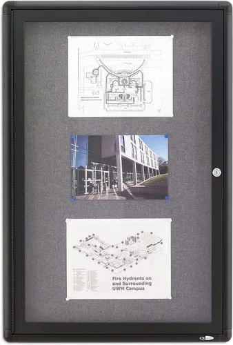 Vista 2 de Quartet QRT2363L - Tablón de anuncios de tela de radio cerrado, 2 x 3, 1 puerta, marco de grafito