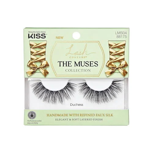 KISS - Pestañas postizas de la colección Lash Couture The Muses, “Duquesa”, 16mm, negras, onduladas, hechas a mano, seda sintética refinada, banda
