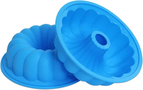 Vista 8 de Molde de silicona azul de 8 pulgadas, moldes de silicona reutilizables para tartas, molde de gelatina fácil de limpiar, prácticos moldes para hornear