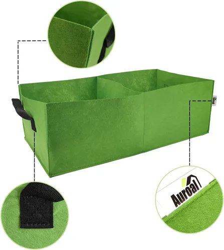 Vista 5 de Bolsas de Cultivo para Plantas, Paquete de 5 Bolsas de Tela Elevadas para Plantar, Bolsa de Cultivo Rectangular de 2 Agujeros, Macetas Transpirables