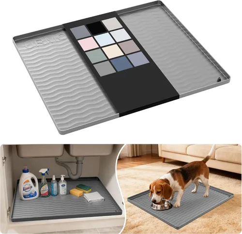 Vista 65 de URMONA - Tapete de silicona impermeable para debajo del fregadero, 16 x 10 Beige