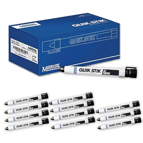 Markal 61050 Marcador de pintura sólida Quik Stik Twist de larga duración, negro (paquete de 12)