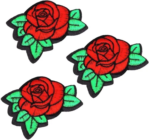 Vista 7 de U-Sky Parches bordados para coser o planchar Diseño clásico de rosa negra Proyecto de bricolaje de ropa familiar Chaquetas de moda, jeans