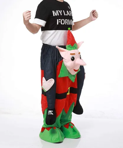 Vista 3 de CRSURE Disfraz de elfo, divertido disfraz de Navidad, fácil de llevar y caminar, disfraces de Navidad para mujeres/hombres, disfraz unisex