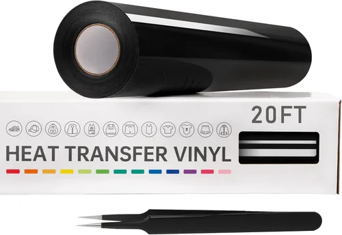 Vista 22 de VinylRus Vinilo de transferencia de calor, rollo de vinilo para planchar, 12 pulgadas x 20 pies, color azul cielo para camisas, vinilo HTV