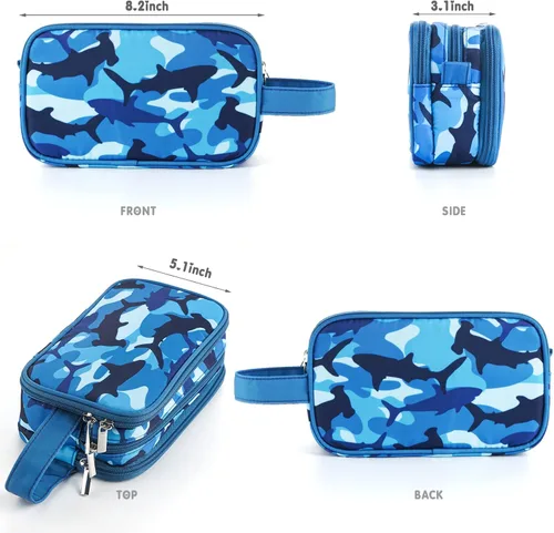 Vista 2 de Neceser infantil para niñas y niños, azul, (Shark Blue)