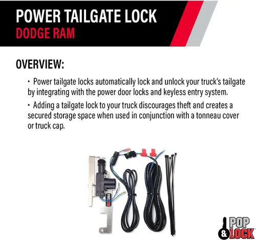 Vista 4 de Pop & Lock PL8340 Cerradura de portón trasero eléctrico para modelos Dodge Ram 1500, 2500 y 3500