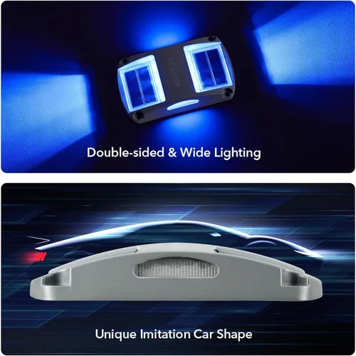 Vista 7 de AGPTEK Luces Solares para Entrada de Vehículos 1 Paquete, Luces Marcadoras Solares LED Impermeables para Cubierta al Aire Libre, Muelle, Marina