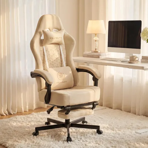 Silla de oficina para oficina en casa, silla de escritorio ergonómica con cojín de resorte de bolsillo, silla de juegos de cuero transpirable con