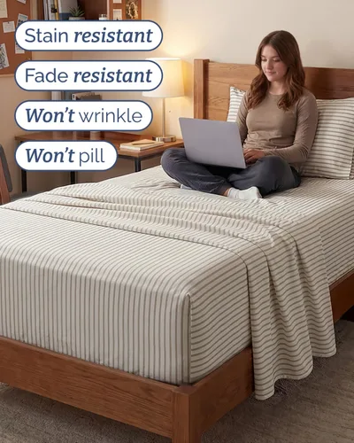 Vista 400 de Extra Deep Twin XL Sheet Set - 3 Piece College Dorm Room - White 01-Blanco
