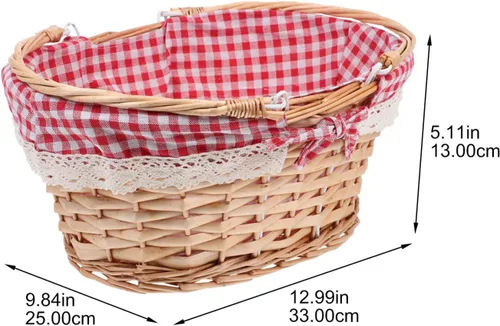 Vista 3 de Ipetboom Cesta de almacenamiento tejida de sauce con asas plegables dobles y forro de manta, cesta de dulces de Pascua para almacenamiento