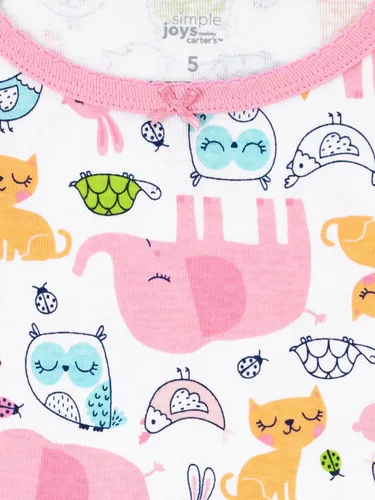 Vista 2 de Simple Joys by Carter's Conjunto de pijama de algodón ajustado de 6 piezas para bebés, niños pequeños y niñas, paquete de 3
