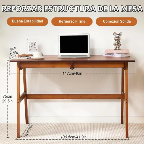 Vista 3 de Nnewvante Escritorio pequeño para computadora de 31.5 pulgadas con cajón, color negro