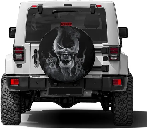 Vista 2 de Foruidea Smoke Skull - Cubierta de neumático de repuesto para remolque, RV, SUV y muchos vehículos, 18 pulgadas