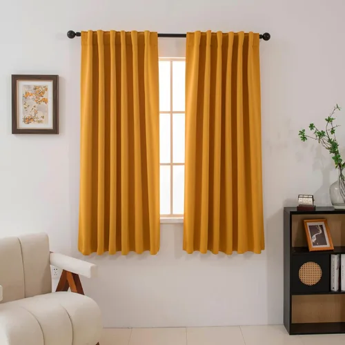 Vista 12 de Pickluc Cortinas opacas de 63 pulgadas de largo, 2 paneles de cortinas opacas para dormitorio o sala de estar, pestaña trasera y bolsillo para Negro