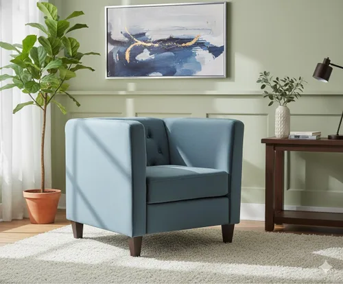 Vista 24 de Container Furniture Direct Sofá clásico de oficina tapizado de terciopelo de tres plazas con capitoné, cómodo sofá de oficina para espacios grandes