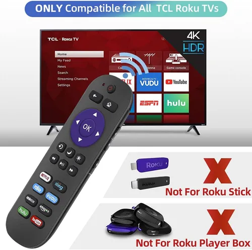 Vista 5 de Gvirtue Control remoto universal aplicable para TCL Roku TV Remote, para todos los televisores TCL Roku Smart LED QLED