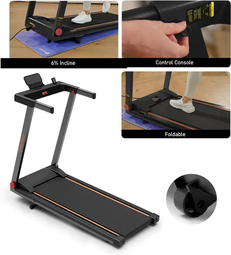 Vista 6 de DeerRun Cintas de correr para el hogar con inclinación y asas, cinta de correr plegable de 3.0 HP para espacios pequeños, máquina de correr plegable