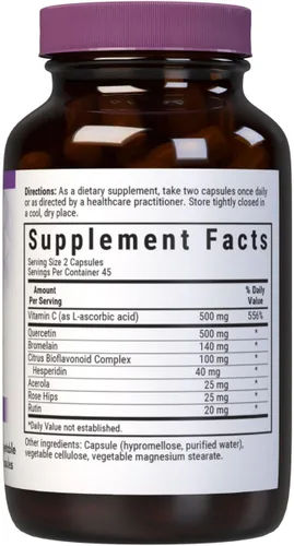 Vista 2 de Bluebonnet BB-553 Nutrition Super Quercetina Cápsulas Vegetales, Fórmula de Vitamina C, Lo mejor para apoyo estacional e inmunológico, sin OMG, sin