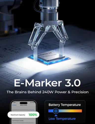 Vista 5 de LISEN Cable USB C corto de 240 W, cable USB C a USB C para iPhone 17, 16, 15 Pro Max, iPad, MacBook Pro, Samsung S25, 1.6 pies/paquete de 2