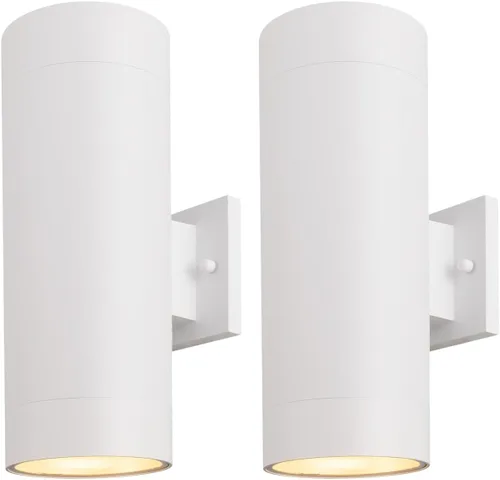 Vista 15 de mirrea Lámpara moderna para porche al aire libre en 2 luces con cilindro de aluminio y cubierta de vidrio templado, aplique de pared impermeable