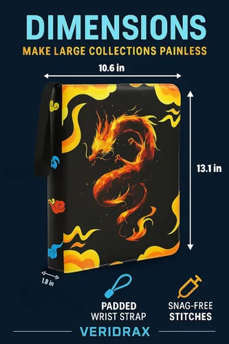 Vista 3 de Carpeta de tarjetas – Carpeta de 9 bolsillos para tarjetas coleccionables – Álbum de 900 tarjetas con cremallera con 50 fundas de doble cara, funda