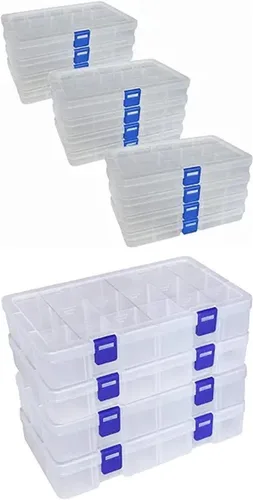 DUOFIRE Organizador de plástico Contenedor 15 rejillas y caja de almacenamiento 18 rejillas