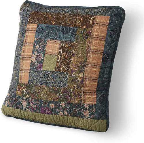 Vista 2 de Donna Sharp Almohada decorativa con patrón de retazos, diseño cuadrado de pino