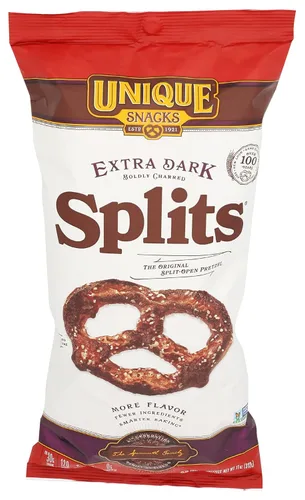 Vista 7 de Unique Snacks Pretzels extra oscuros divididos, deliciosos veganos para el hogar, con certificación OU Kosher sin OMG, sin sabor artificial, bolsas