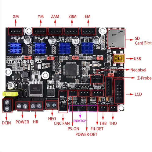 Vista 7 de BIGTREETECH SKR Mini E3 V2.0 - Placa de control de 32 bits con controlador UART TMC2209. Nueva actualización de la placa base de piezas de impresora