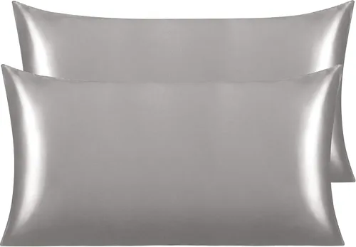 Vista 83 de NTBAY Paquete de 2 fundas de almohada estándar de satén para cabello y piel, lujosas y sedosas fundas de almohada con cierre de sobre, 20 x 26
