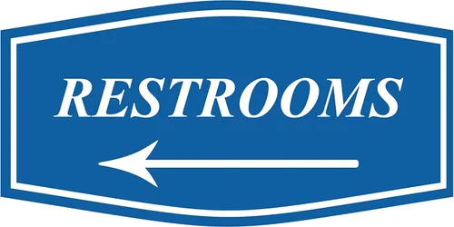 Vista 15 de Fancy Restrooms - Letrero de flecha izquierda (negro), pequeño, 1 paquete