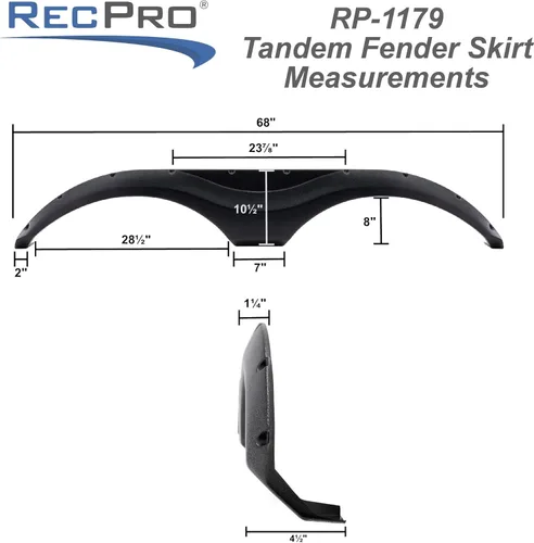 Vista 3 de RecPro Falda de guardabarros en tándem RV Estilo elegante Moldura de plástico Negro (1)