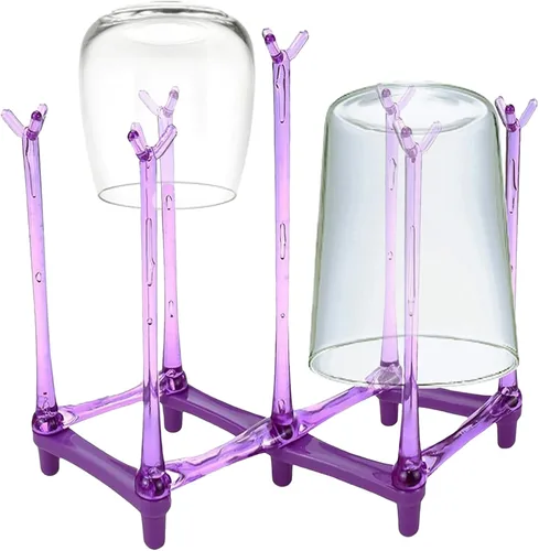 Vista 2 de PCTC Estante de secado retráctil para tazas, soporte escurridor de botellas para beber y deportes, secadora de bolsas de plástico y árbol de tazas