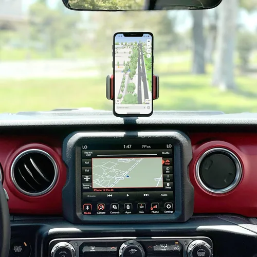 Vista 5 de Cellet Soporte de teléfono para bandeja de tablero con almacenamiento compatible/reemplazo para Jeep Wrangler JL, JLU (2018-2024), Jeep Gladiator JT