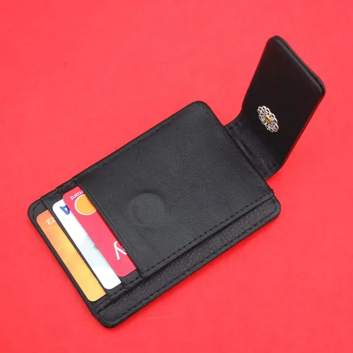Vista 5 de US 1948 Lincoln Penny BU Uncirculated 1 Cent Coin Genuine Full-Grain Black Leather Magnetic Money Clip Wallet & Card Holder RFID Blocking