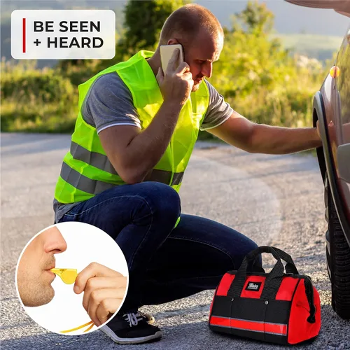 Vista 7 de Thrive Asistencia en carretera Kit de emergencia para automóviles + Kit de primeros auxilios - Bolsa de herramientas resistente - Contiene cables