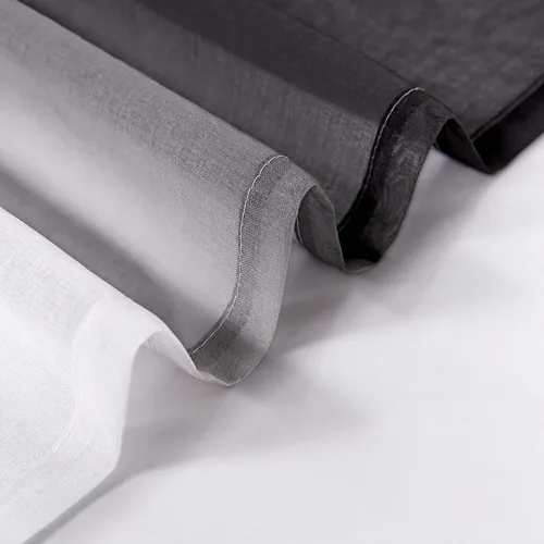 Vista 6 de KOUFALL Cortinas de ventana de baño para ducha, juego de 2 paneles de cortinas cortas transparentes en blanco y negro para cocina, dormitorio