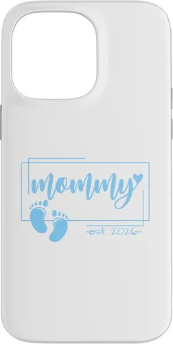 Vista 21 de Mommy Est 2026 Pregnancy Announcement Baby Boy Reveal Case for iPhone 17