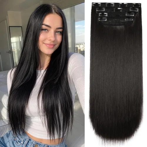 Vista 9 de Extensiones de cabello lacio con clip, suaves y gruesas (20 pulgadas, 4 unidades, 16H613#)