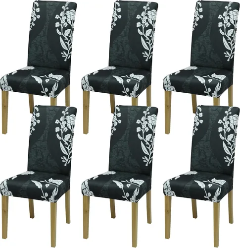 Vista 10 de Fundas para Sillas de Comedor, Juego de Fundas para Sillas de Comedor de 4 Piezas, Fundas Elásticas para Sillas de Cocina, Fundas para Sillas