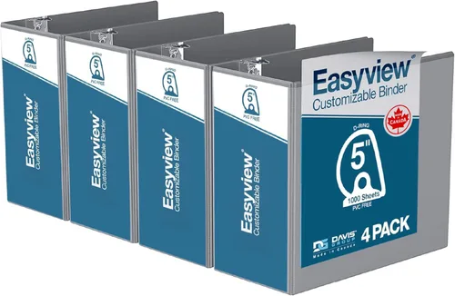 Vista 16 de Easyview - Carpetas prémium de 3 anillas con cubiertas transparentes y anillos en D, carpetas para escuela u oficina, 1 pulgada, paquete de 6