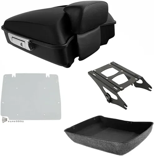 Vista 28 de TCMT Negro mate 10.7 "almohadilla del respaldo del maletero para Harley Tour Pak Touring Glide 14-25